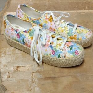 Rifle Paper Co Keds Floral Canvas Espadrille Sneakers Size 7